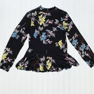High neck 😍 floral print peplum fall blouse